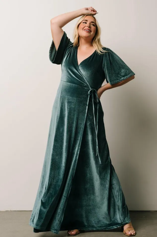 Women Meghan Velvet Wrap Maxi Dress Persian Blue Baltic Born Bump Friendly Women Meghan Velvet Wrap Maxi Dress Persian Blue Baltic Born Bump Friendly