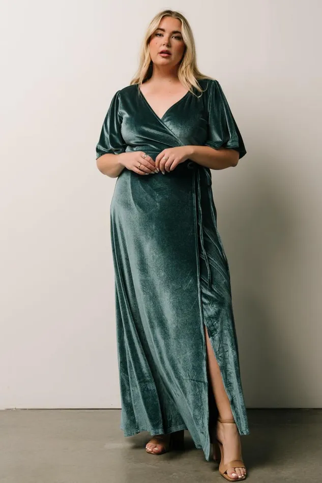 Women Meghan Velvet Wrap Maxi Dress Persian Blue Baltic Born Bump Friendly Women Meghan Velvet Wrap Maxi Dress Persian Blue Baltic Born Bump Friendly