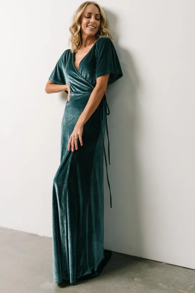 Women Meghan Velvet Wrap Maxi Dress Persian Blue Baltic Born Bump Friendly Women Meghan Velvet Wrap Maxi Dress Persian Blue Baltic Born Bump Friendly