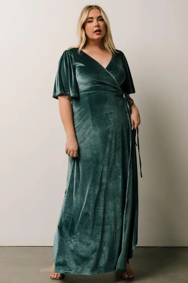 Women Meghan Velvet Wrap Maxi Dress Persian Blue Baltic Born Bump Friendly Women Meghan Velvet Wrap Maxi Dress Persian Blue Baltic Born Bump Friendly