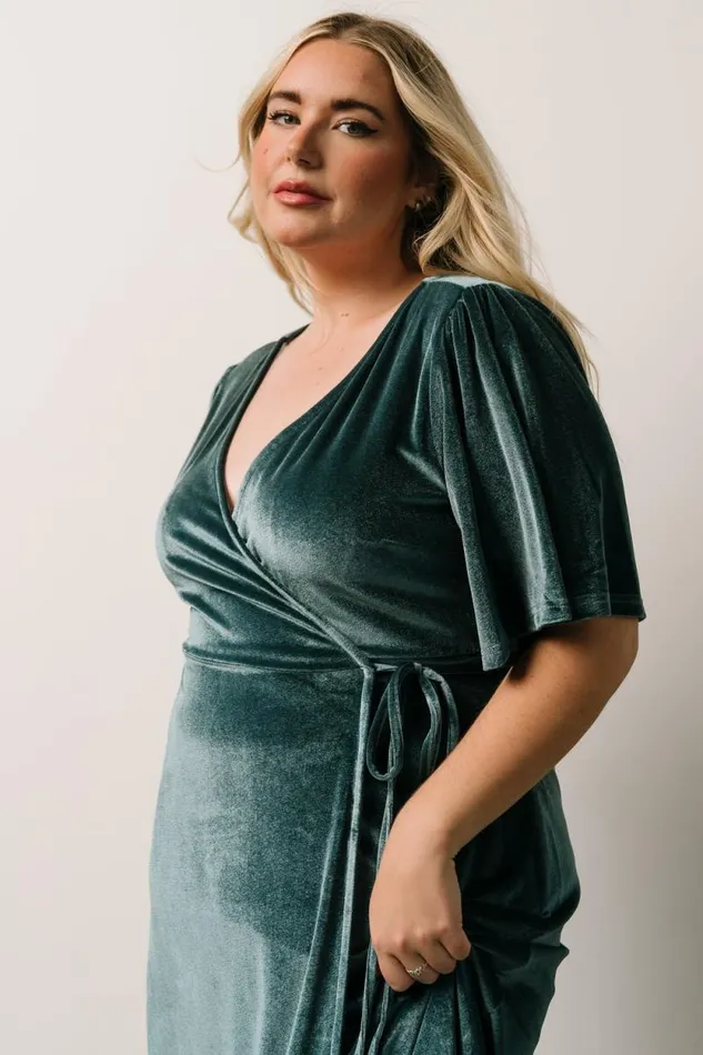 Women Meghan Velvet Wrap Maxi Dress Persian Blue Baltic Born Bump Friendly Women Meghan Velvet Wrap Maxi Dress Persian Blue Baltic Born Bump Friendly