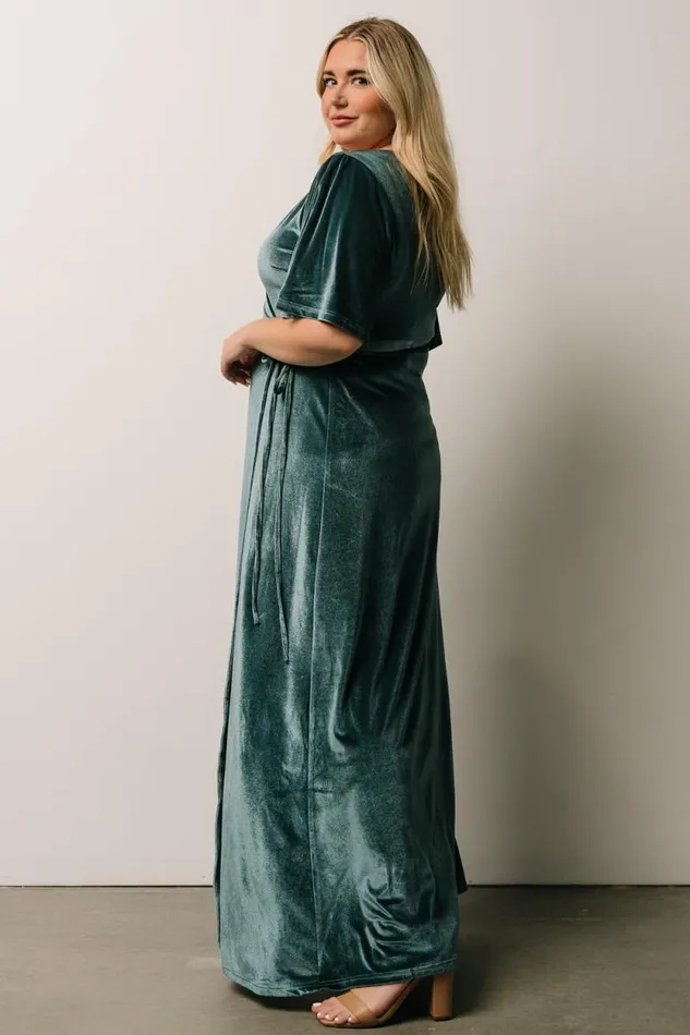Women Meghan Velvet Wrap Maxi Dress Persian Blue Baltic Born Bump Friendly Women Meghan Velvet Wrap Maxi Dress Persian Blue Baltic Born Bump Friendly