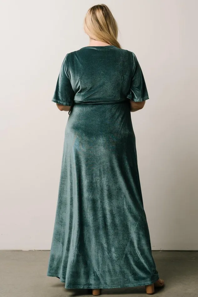 Women Meghan Velvet Wrap Maxi Dress Persian Blue Baltic Born Bump Friendly Women Meghan Velvet Wrap Maxi Dress Persian Blue Baltic Born Bump Friendly