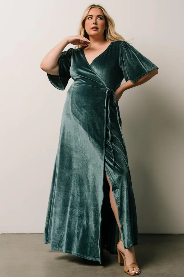 Women Meghan Velvet Wrap Maxi Dress Persian Blue Baltic Born Bump Friendly Women Meghan Velvet Wrap Maxi Dress Persian Blue Baltic Born Bump Friendly