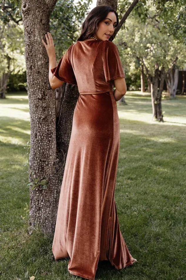 Women Meghan Velvet Wrap Maxi Dress Spice Baltic Born Maxi Dresses Women Meghan Velvet Wrap Maxi Dress Spice Baltic Born Maxi Dresses