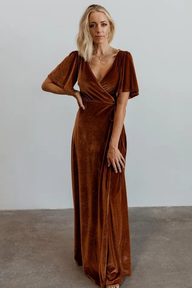Women Meghan Velvet Wrap Maxi Dress Spice Baltic Born Maxi Dresses Women Meghan Velvet Wrap Maxi Dress Spice Baltic Born Maxi Dresses