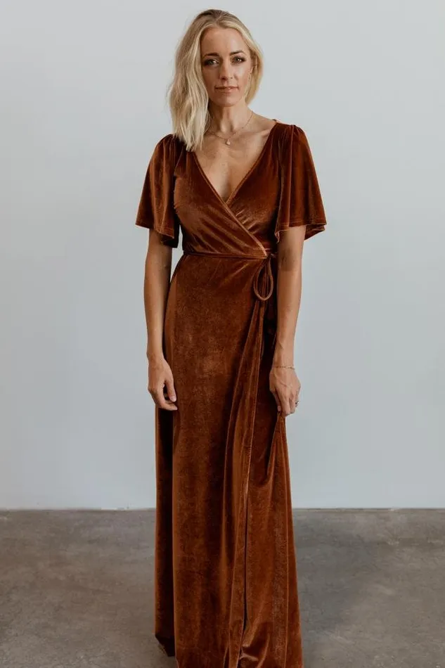 Women Meghan Velvet Wrap Maxi Dress Spice Baltic Born Maxi Dresses Women Meghan Velvet Wrap Maxi Dress Spice Baltic Born Maxi Dresses