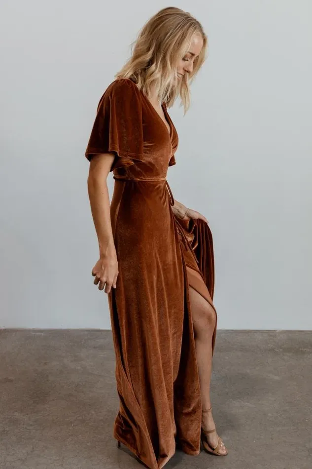Women Meghan Velvet Wrap Maxi Dress Spice Baltic Born Maxi Dresses Women Meghan Velvet Wrap Maxi Dress Spice Baltic Born Maxi Dresses