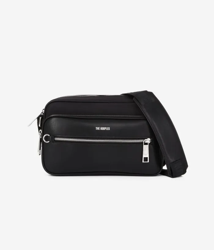 Women Messenger Bag In Black Leather And Nylon Fiber THE KOOPLES Bags