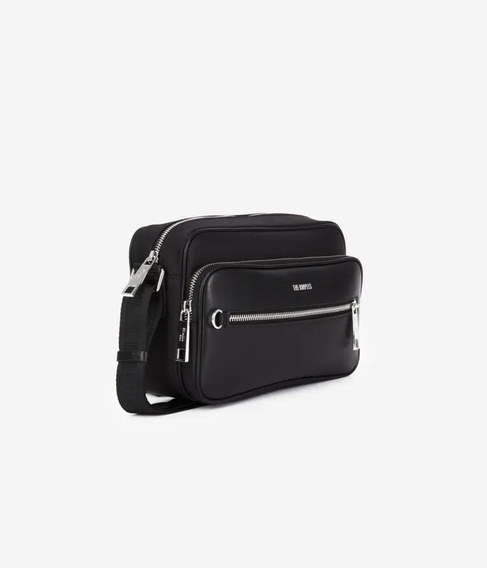 Women Messenger Bag In Black Leather And Nylon Fiber THE KOOPLES Bags