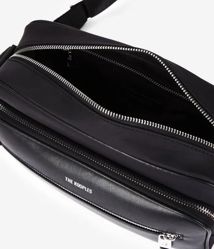 Women Messenger Bag In Black Leather And Nylon Fiber THE KOOPLES Bags