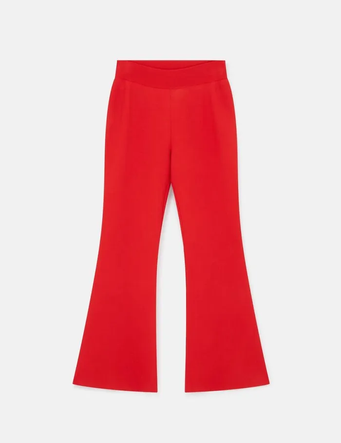 Women MidRise Flared Pants Lipstick Red Stella McCartney Knitwear