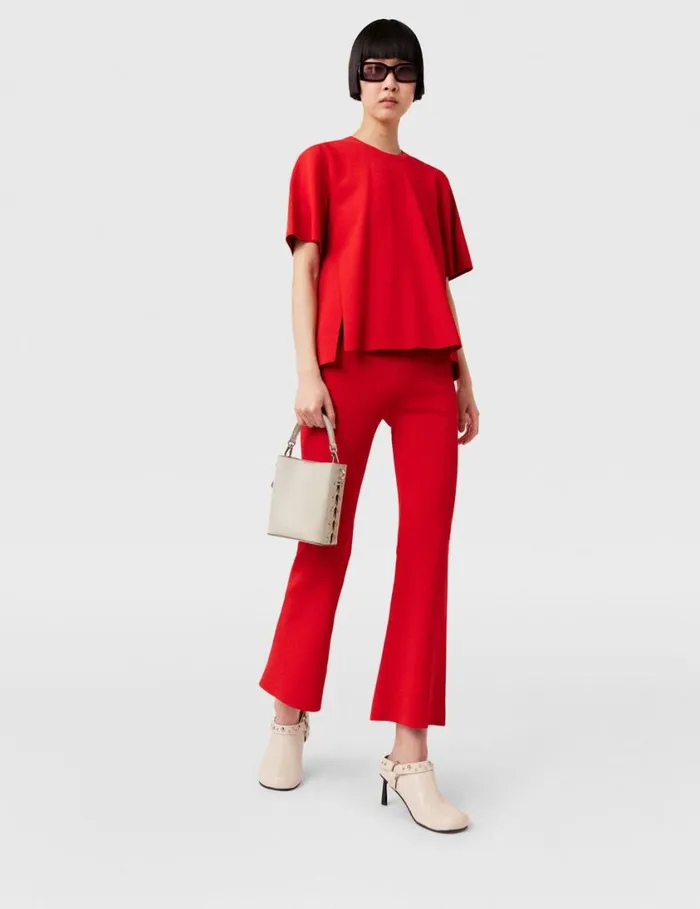Women MidRise Flared Pants Lipstick Red Stella McCartney Knitwear Women MidRise Flared Pants Lipstick Red Stella McCartney Knitwear