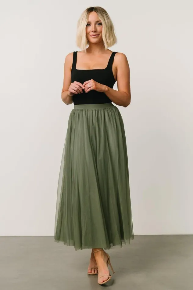 Women Mila Tulle Skirt Dark Sage Baltic Born Tulle Styles