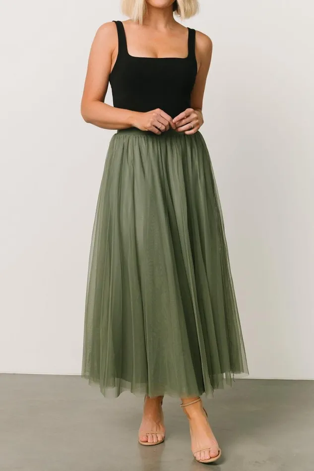 Women Mila Tulle Skirt Dark Sage Baltic Born Tulle Styles Women Mila Tulle Skirt Dark Sage Baltic Born Tulle Styles