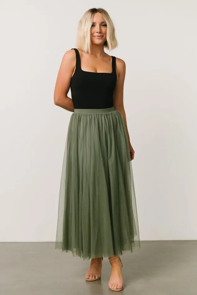 Women Mila Tulle Skirt Dark Sage Baltic Born Tulle Styles Women Mila Tulle Skirt Dark Sage Baltic Born Tulle Styles