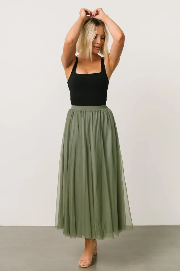 Women Mila Tulle Skirt Dark Sage Baltic Born Tulle Styles Women Mila Tulle Skirt Dark Sage Baltic Born Tulle Styles