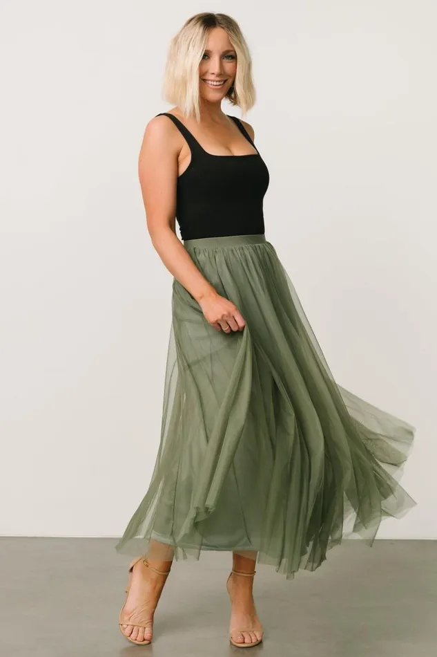 Women Mila Tulle Skirt Dark Sage Baltic Born Tulle Styles Women Mila Tulle Skirt Dark Sage Baltic Born Tulle Styles