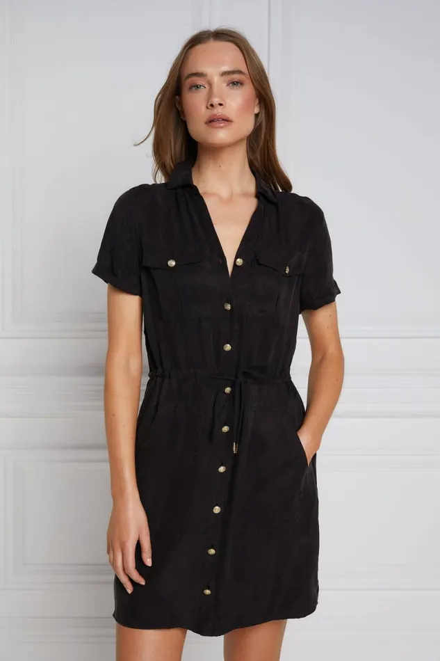 Women Military Shirt Dress Black Holland Cooper Dresses
