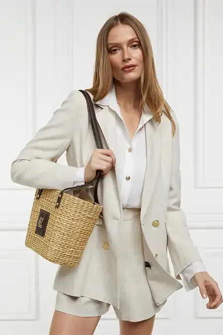 Women Mini Paloma Straw Tote Chocolate Holland Cooper Bags Women Mini Paloma Straw Tote Chocolate Holland Cooper Bags