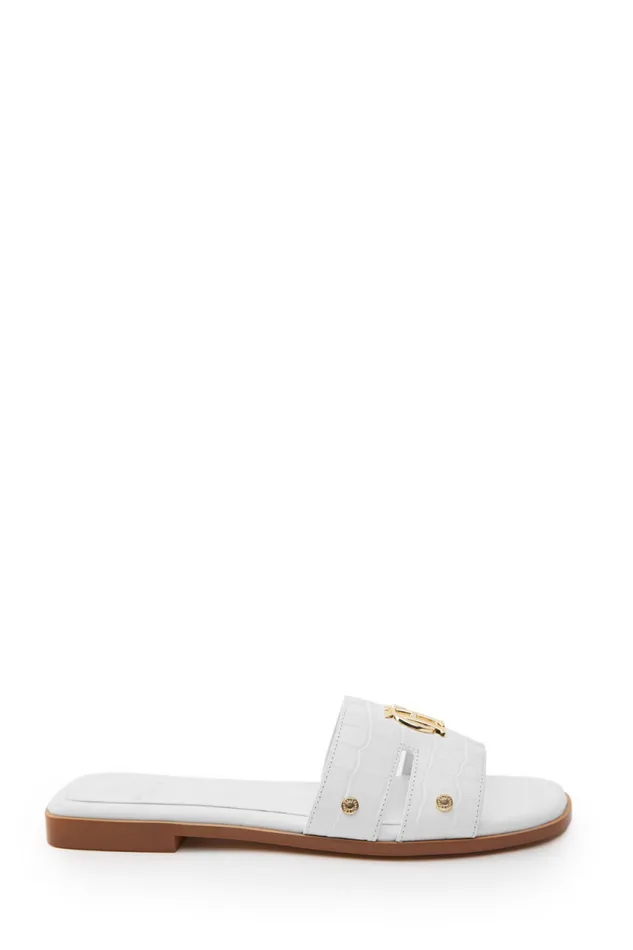 Women Monogram Slides White Croc Holland Cooper Sandals and Slides