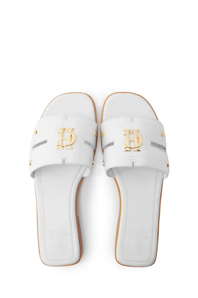 Women Monogram Slides White Croc Holland Cooper Sandals and Slides Women Monogram Slides White Croc Holland Cooper Sandals and Slides
