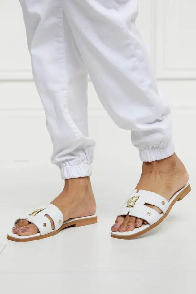 Women Monogram Slides White Croc Holland Cooper Sandals and Slides Women Monogram Slides White Croc Holland Cooper Sandals and Slides
