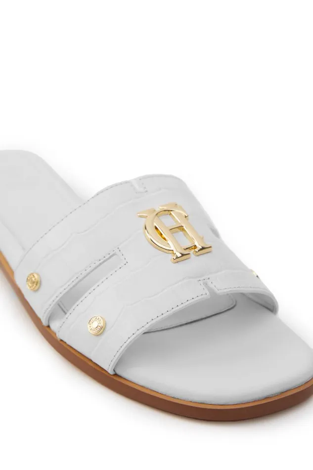 Women Monogram Slides White Croc Holland Cooper Sandals and Slides Women Monogram Slides White Croc Holland Cooper Sandals and Slides