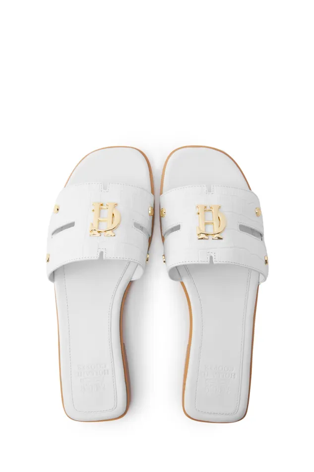 Women Monogram Slides White Croc Holland Cooper Sandals and Slides Women Monogram Slides White Croc Holland Cooper Sandals and Slides
