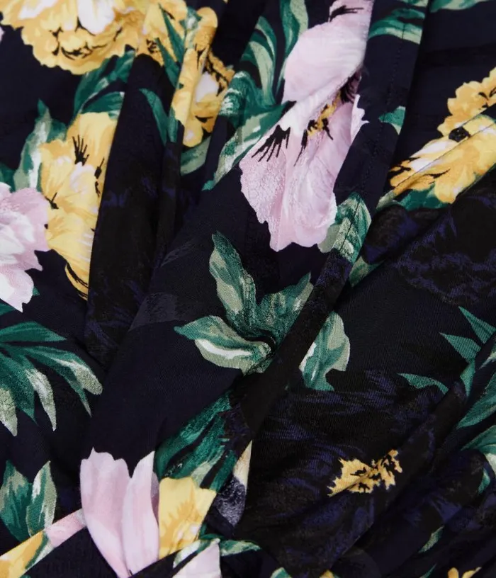 Women Multicolor Floral Print Long Sleeve Short Dress With Draping THE KOOPLES Dresses and Jumpsuits