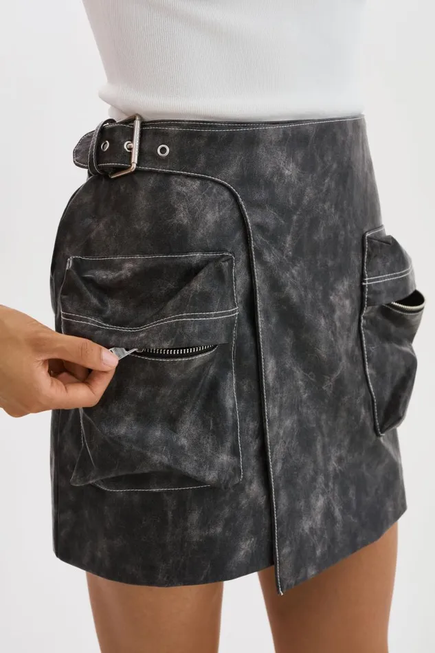 Women NAKIA Faux Leather Cargo Skirt Vintage Black LAMARQUE Skirts Women NAKIA Faux Leather Cargo Skirt Vintage Black LAMARQUE Skirts