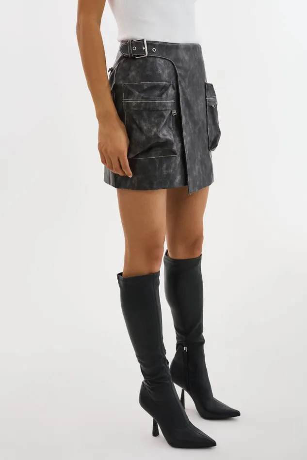 Women NAKIA Faux Leather Cargo Skirt Vintage Black LAMARQUE Skirts Women NAKIA Faux Leather Cargo Skirt Vintage Black LAMARQUE Skirts