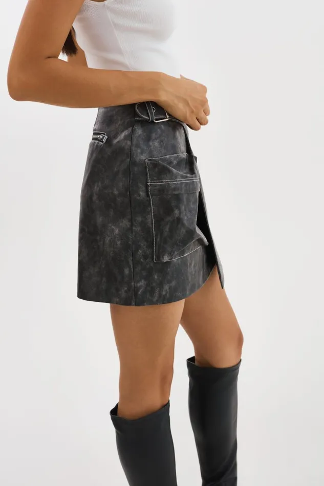 Women NAKIA Faux Leather Cargo Skirt Vintage Black LAMARQUE Skirts Women NAKIA Faux Leather Cargo Skirt Vintage Black LAMARQUE Skirts