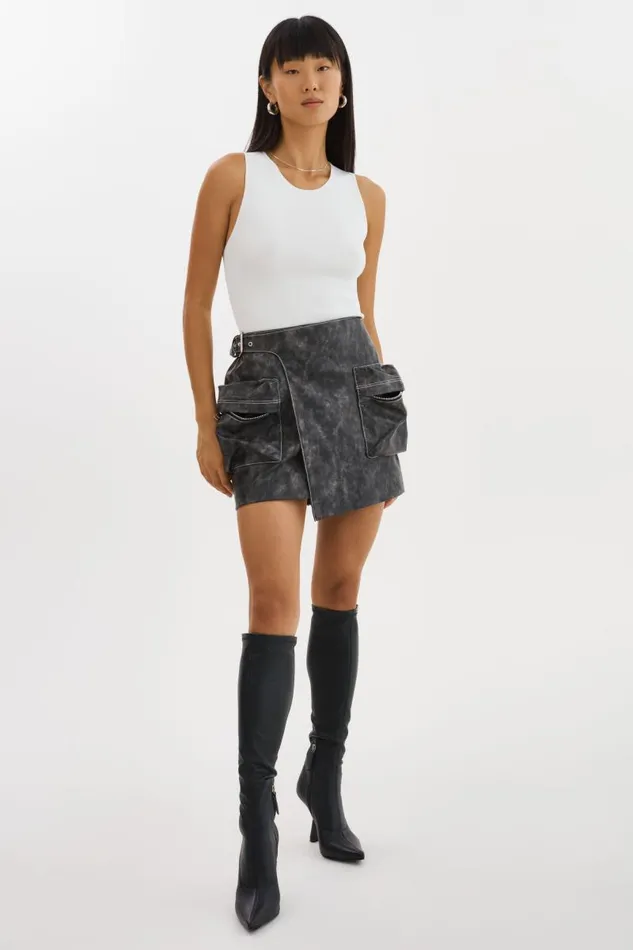 Women NAKIA Faux Leather Cargo Skirt Vintage Black LAMARQUE Skirts Women NAKIA Faux Leather Cargo Skirt Vintage Black LAMARQUE Skirts