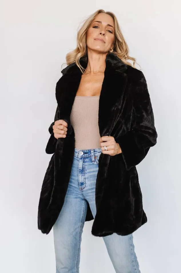 Women Narla Faux Fur Coat Black Baltic Born Outerwear