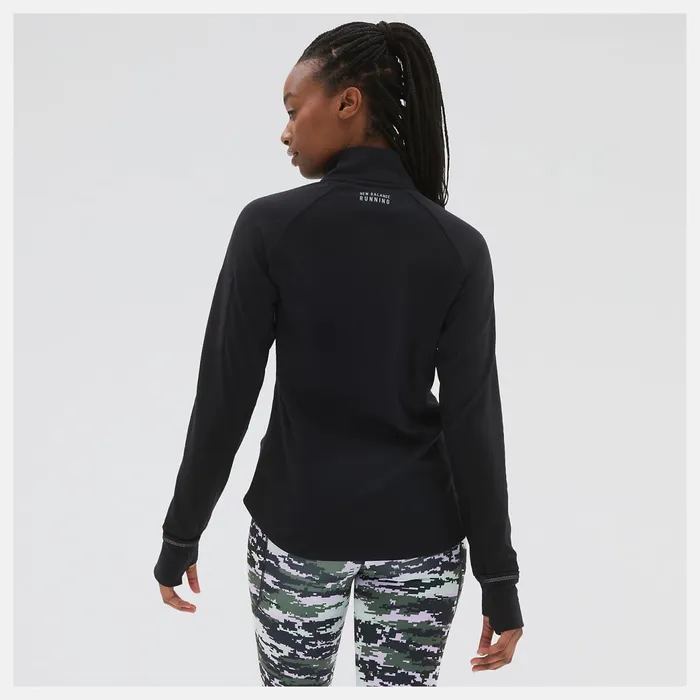 Women NB Heat Grid Half Zip Black New Balance Hoodies and Sweatshirts