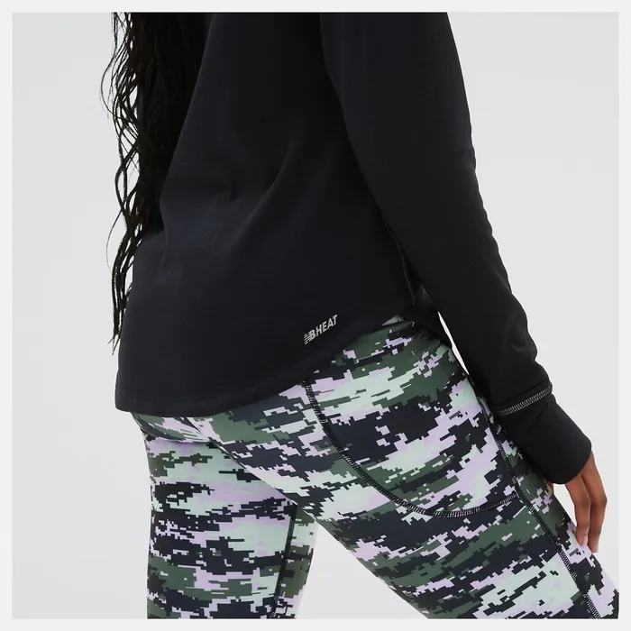 Women NB Heat Grid Half Zip Black New Balance Hoodies and Sweatshirts