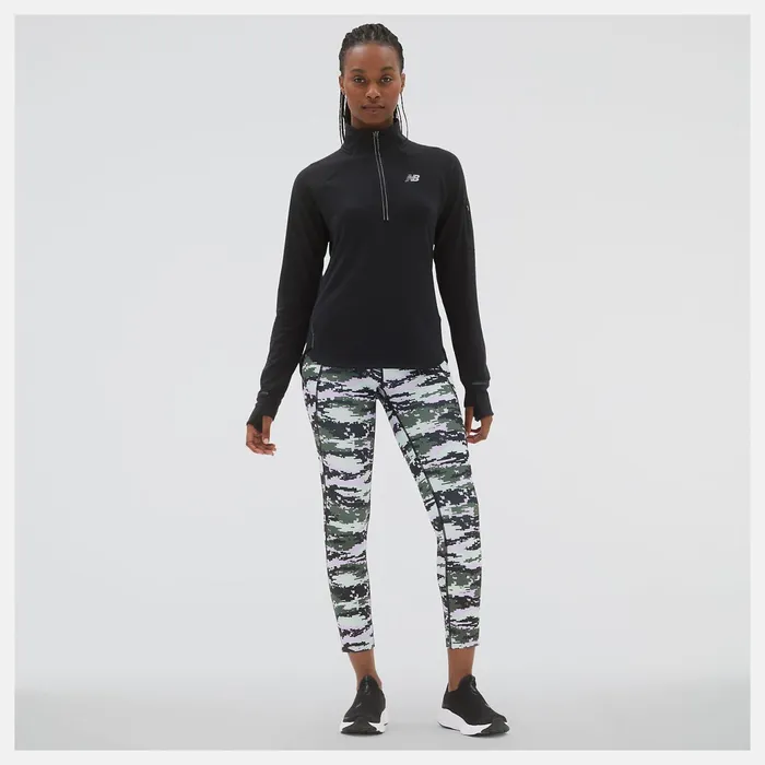 Women NB Heat Grid Half Zip Black New Balance Hoodies and Sweatshirts