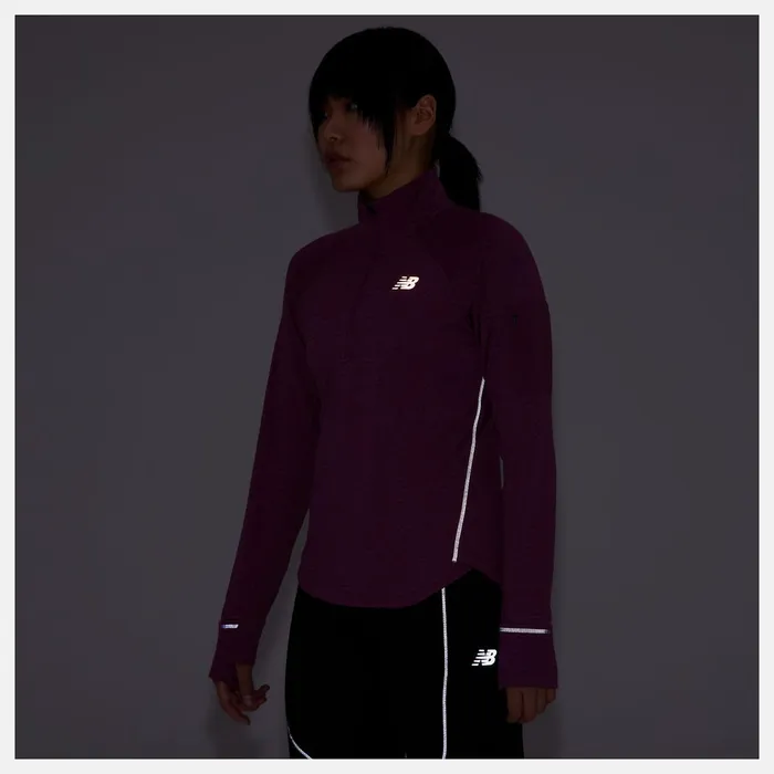 Women NB Heat Grid Half Zip Black New Balance Hoodies and Sweatshirts