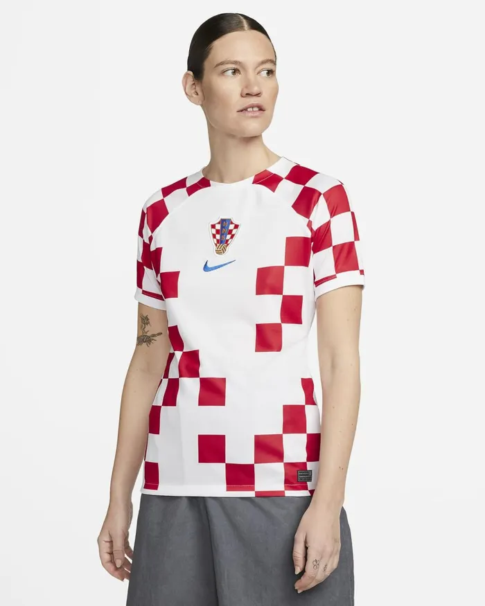 Women Nike All Clothing Croatia 202223 Stadium Home Whitebattle Blue
