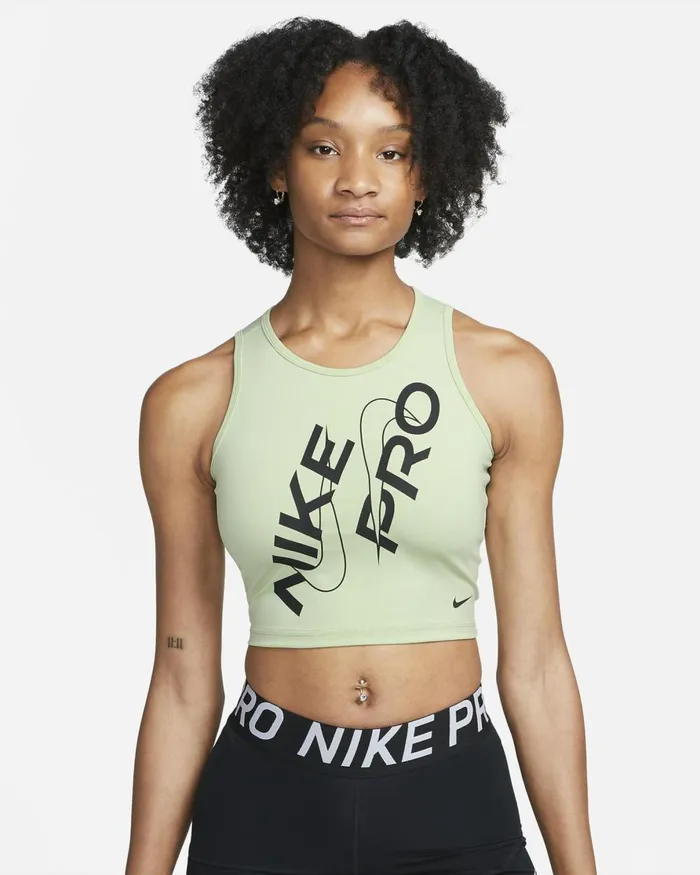 Women Nike All Clothing Pro DriFIT Honeydewblack