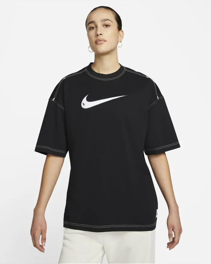 Women Nike All Clothing Sportswear Swoosh Blackblackwhitewhite
