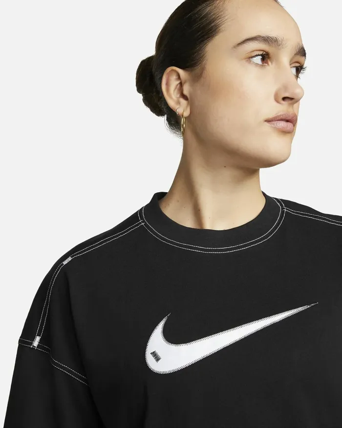 Women Nike All Clothing Sportswear Swoosh Blackblackwhitewhite