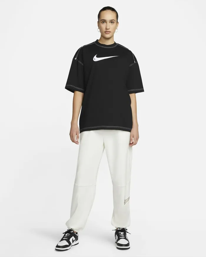 Women Nike All Clothing Sportswear Swoosh Blackblackwhitewhite