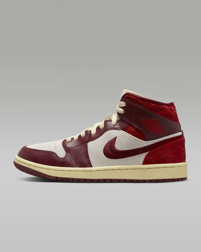 Women Nike All Shoes Air Jordan 1 Mid SE Team Redsailmuslinuniversity Red
