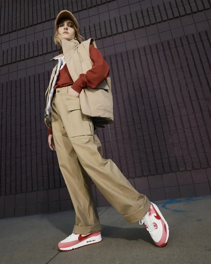 Women Nike All Shoes Air Max 90 Futura Red Stardustsummit Whitecampfire Orangerugged Orange