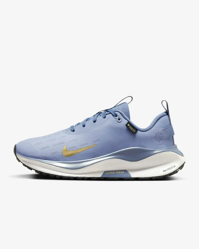 Women Nike All Shoes InfinityRN 4 GORETEX Ashen Slatediffused Blueplatinum Tintmetallic Gold