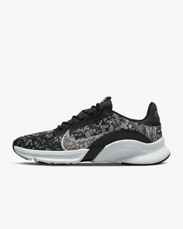 Women Nike All Shoes SuperRep Go 3 Flyknit Next Nature Blackwhitemetallic Silver
