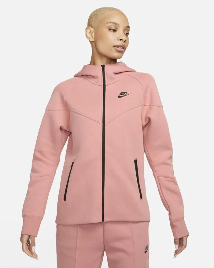 Women Nike Hoodies And Sweatshirts Sportswear Tech Fleece Windrunner Red Stardustblack