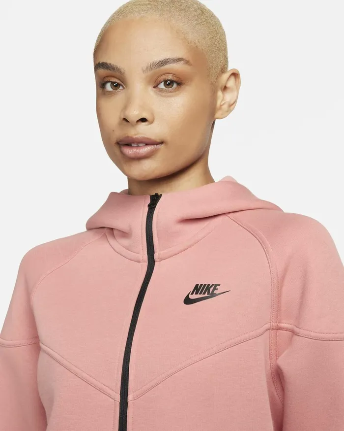 Women Nike Hoodies And Sweatshirts Sportswear Tech Fleece Windrunner Red Stardustblack